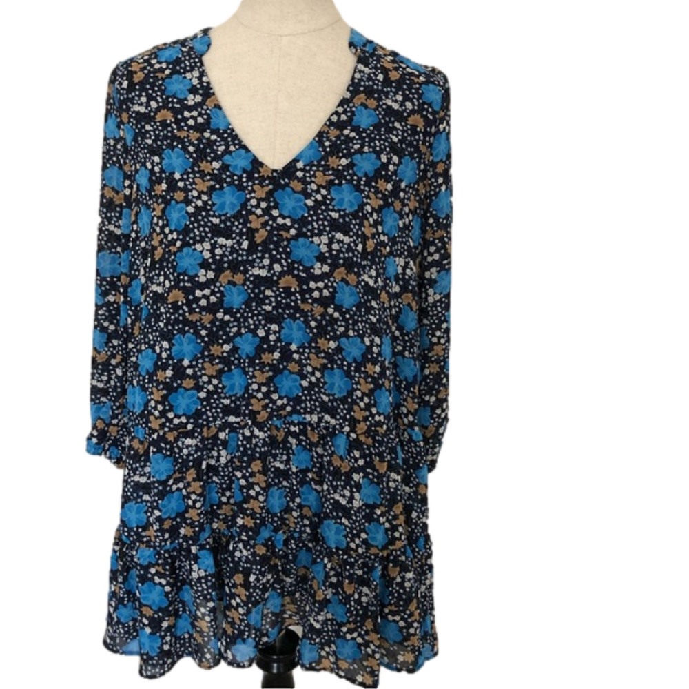Melloday Floral Flounce Tiered V-Neck Mini